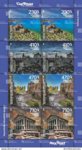 Armenia 2021 MNH** Mi 1224-1227 M/S Sights Lake Sevan Monastery waterfall Garni