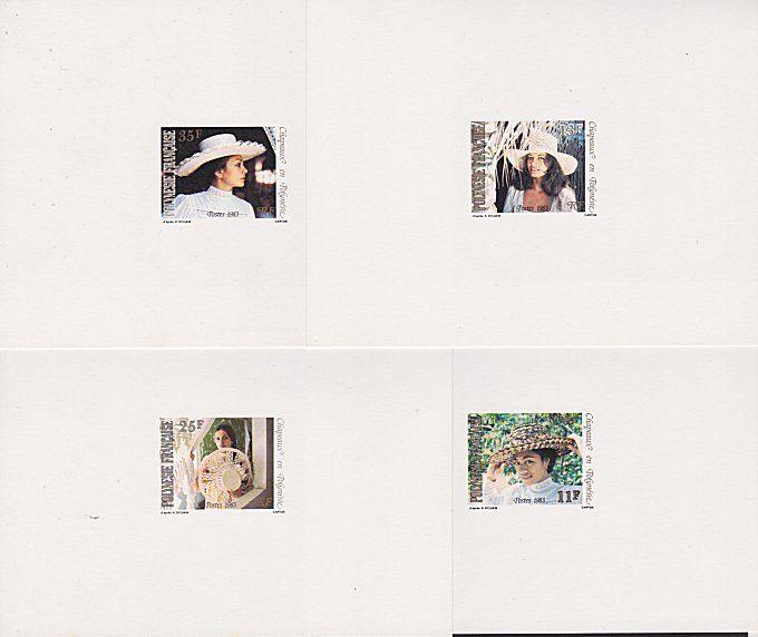 FRENCH POLYNESIA 1983 Hats - set of 4 large die proofs......................4062