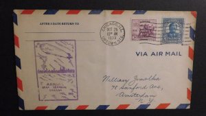 1933 LZ127 Graf Zeppelin Airmail Cover Chicago IL to Amsterdam NY USA 2
