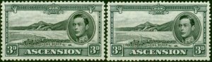 Ascension 1940-44 3d Black & Grey SG42a + SG42b Both Perf V.F MNH