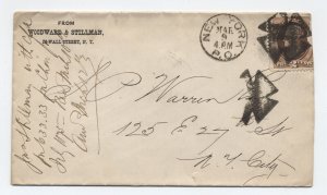 1875 New York City 3ct banknote cover fancy maltese cross cancel [6525.715]