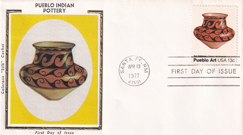 1977, Pueblo Indian Pottery, Colorano Silk, FDC (E12204)