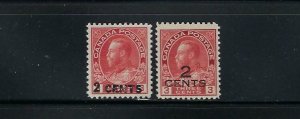 CANADA SCOTT #139-140 1926 SURCHARGES MINT #140 NEVER HINGED-#139  LIGHT HINGED