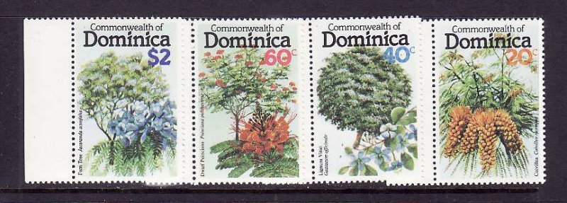 Dominica-Sc#635-8-unused NH set-Flowering Trees-id2-1979-