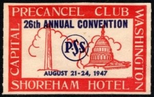 1947 US Cinderella Precancel Stamp Society 26th Annual Convention Unused