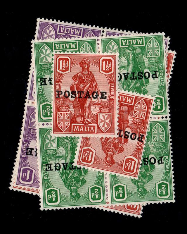 VINTAGE: MALTA 1926 OGNH PO SCOTT # 117-19 $ 29 LOT # VSAMALTA1926A-Z