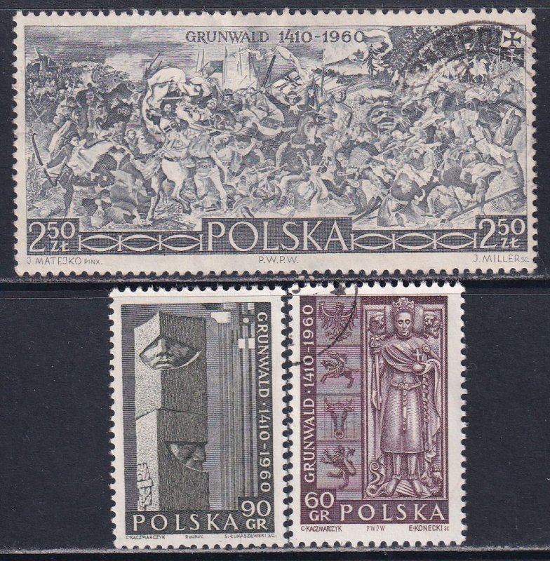 Poland 1960 Sc 922-4 Grunwald Battle 550th Anniversary Stamp Used