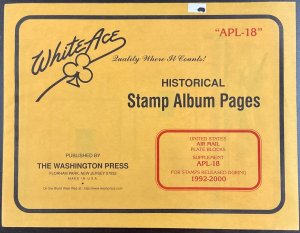 White Ace Historical Stamp US Pages Air Mail PB Supplement APL-18 1992-2000 NEW