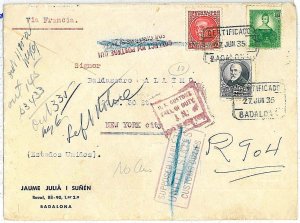 21130 - SPAIN España - POSTAL HISTORY - COVER Carta to USA : TAXED and DE-TAXED  