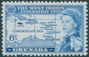 Grenada 1958 6c blue SG206 MNH