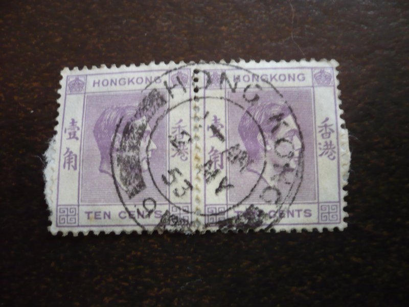 Stamps - Hong Kong - Scott# 158 - Used Pair of 2 Stamps