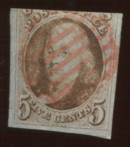 1 Franklin Imperf Used Stamp BX5132