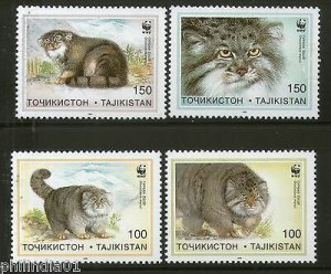 Tajikistan 1996 WWF Pallas's Cats Wildlife Fauna Animals Sc 92-95 MNH # 198