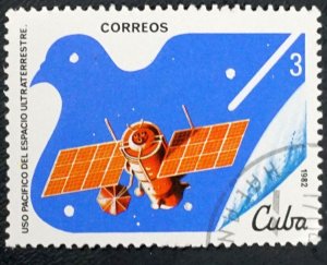 CUBA Sc# 2502 PEACEFUL USE OF OUTER SPACE  3c  Meteor 1982  used cto