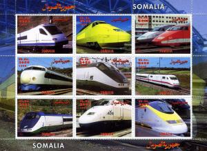 Somalia 1999 SPEED TRAINS Sheet (9) Perforated Mint (NH)