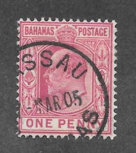 Bahamas Scott #37  Used 1p King Edward VII 2017 CV $3.25