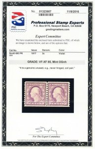 493, Mint NH VF/XF NH Coil Pair With PSE Graded 85 Certificate - Stuart Katz