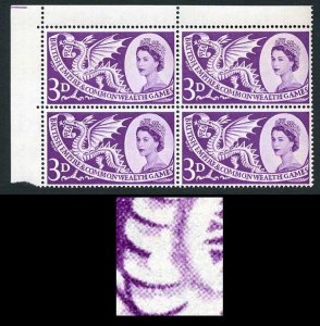 SG567a 1957 3d Games with Short Scale Variety Block of 4 U/M