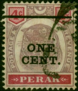 Perak 1900 1c on 4c Dull Purple & Carmine SG82 Fine Used (3)