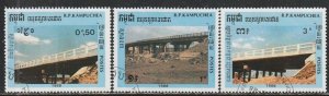 1989 Cambodia - Sc 915-7 - used VF - 3 single - Bridges