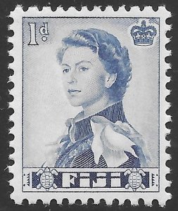 Fiji Scott 164 MNH 1d dark blue Queen Elizabeth II issue of 1962, QEII, Turtles