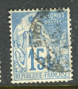 FRENCH COLONIES; 1880s early classic General issue used shade of 15c.  value