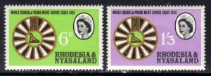 Rhodesia & Nyasaland 1963 QE2 Set World Council Umm SG 48 - 49 ( H622 )