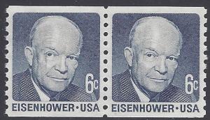 #1401 6c Dwight D. Eisenhower Coil Pair 1970 Mint NH