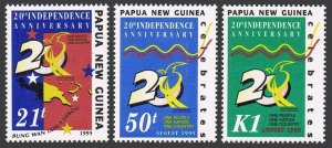 Papua New Guinea 879-881,MNH.Michel 758-760. Independence,20th Ann.1995.Map,