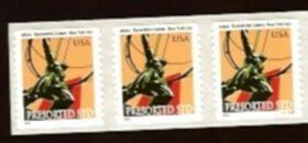 US Stamp #3770 MNH Atlas Statue Coil Strip of 3