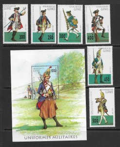 Guinea 1449A-G MNH Uniforms cpl. set, vf.  2022 CV $12.00