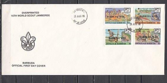 Barbuda, Scott cat. 982-985. 16th World Scout Jamboree on a First day cover.