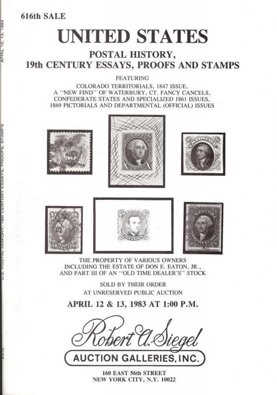 Siegel: Sale # 616  -  United States Postal History, 19th...