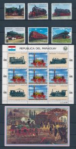 [113665] Paraguay 1985 Railway trains Eisenbahn German Locomotives w/ Sheet MNH