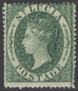 SG 3 St Lucia 1860 (6d) green. A fine fresh lightly mounted mint example CAT£300