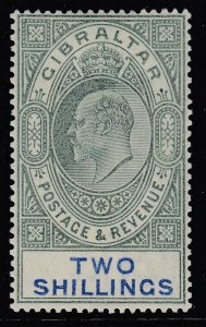 SG 52 Gibraltar 1903 2 Green & Blue. Pristine very lightly mounted example CAT