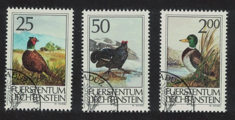 Liechtenstein Pheasant Grouse Mallard Game Birds 3v 1990 CTO SG#996-998