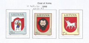 LITHUANIA - 1998 - Coats of Arms - Perf 3v Set - M L H