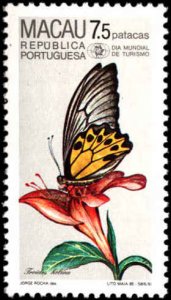 Macao #512-517, Complete Set(6), 1985, Butterflies, Flowers, Never Hinged