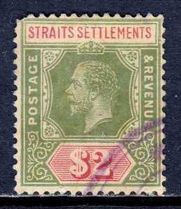 Straits Settlements - Scott #170 - Used - Revenue cancel, rnd. cnr. UL