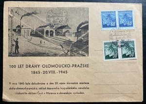 1945 Prague Bohemia Moravia Souvenir Cover FDC 100 years of the Olomouc railway