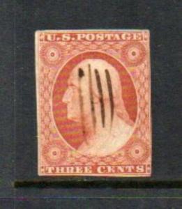 #10A 3c 1851 Orange Brown  Washington  - Plated  74R2e    cv$160.00