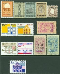 MACAU : Nice lot of Mint singles & sets. Very Fine.  Scott Catalog $100.00.