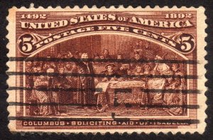 1893, US 5c, Columbus Soliciting Aid, Used, Well centered, Sc 234