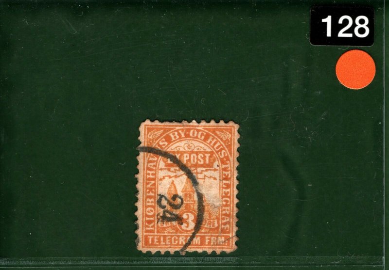 Denmark Local Stamp 3 ore COPENHAGEN TELEGRAPH Used ex Collection ORANGE128