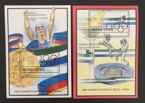 Sierra Leone 1988 #1033-4 S/S, Olympic Winners, MNH.