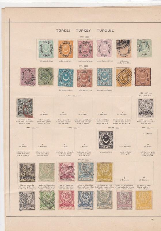 Turkey Stamps on Old Album Page ref 22198