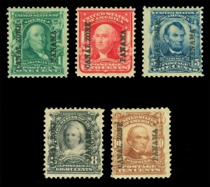 CANAL ZONE (US) 1904 United States stamps overprinted set  Scott # 4-8 mint MH