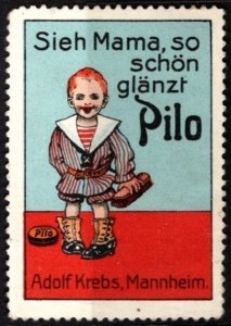 1930's German Poster Stamp Pilo Galop Creme Best Leather Cleaning Unused