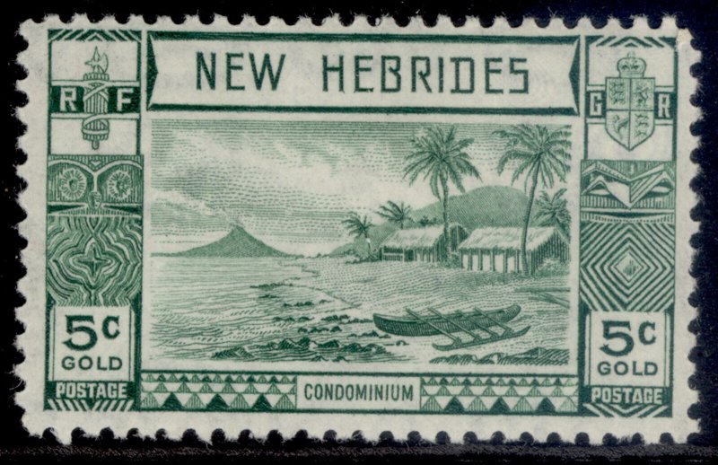 NEW HEBRIDES GVI SG52, 5c blue-green, M MINT.